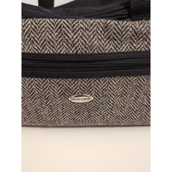 Vtg. Pierre Cardin Tweed Chevron‎ Design Travel Overnight Weekender Bag - Picture 2 of 16